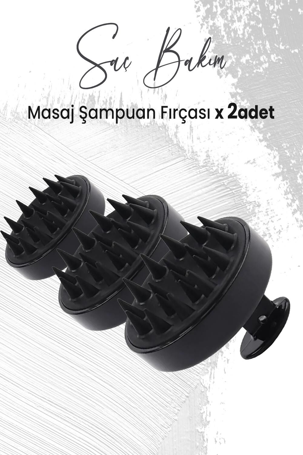 Düvenci Toptan Yumuşak Silikonlu Masaj Şampuan Fırçası Siyah x 3 Adet