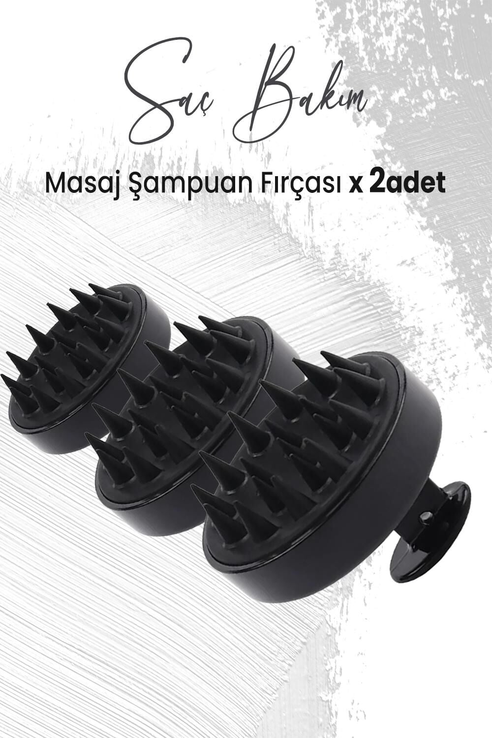 Düvenci Toptan Yumuşak Silikonlu Masaj Şampuan Fırçası Siyah x 3 Adet