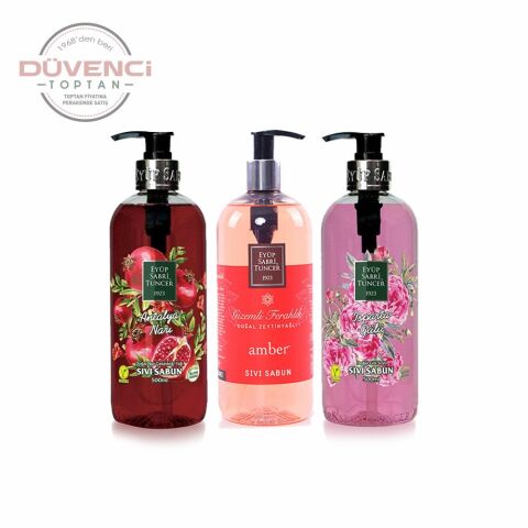Düvenci Toptan Eyüp Sabri Tuncer Isparta Gülü, Amber ve Antalya Narı Sıvı Sabun Seti 3' lü Paket 500 ML