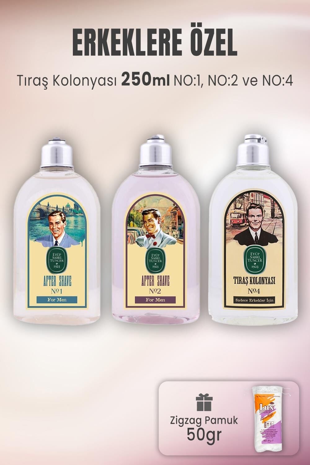 Eyüp Sabri Tuncer Tıraş Kolonyası Set 1-2-4 ve Zigzag Pamuk 50 gr