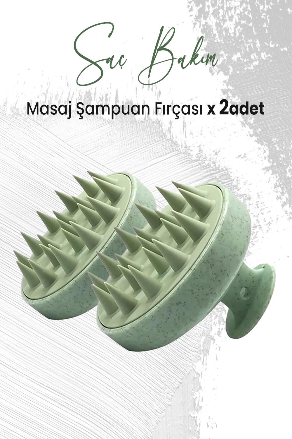 Düvenci Toptan Yumuşak Silikonlu Masaj Şampuan Fırçası Yeşil x 2 Adet