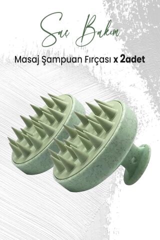 Düvenci Toptan Yumuşak Silikonlu Masaj Şampuan Fırçası Yeşil x 2 Adet