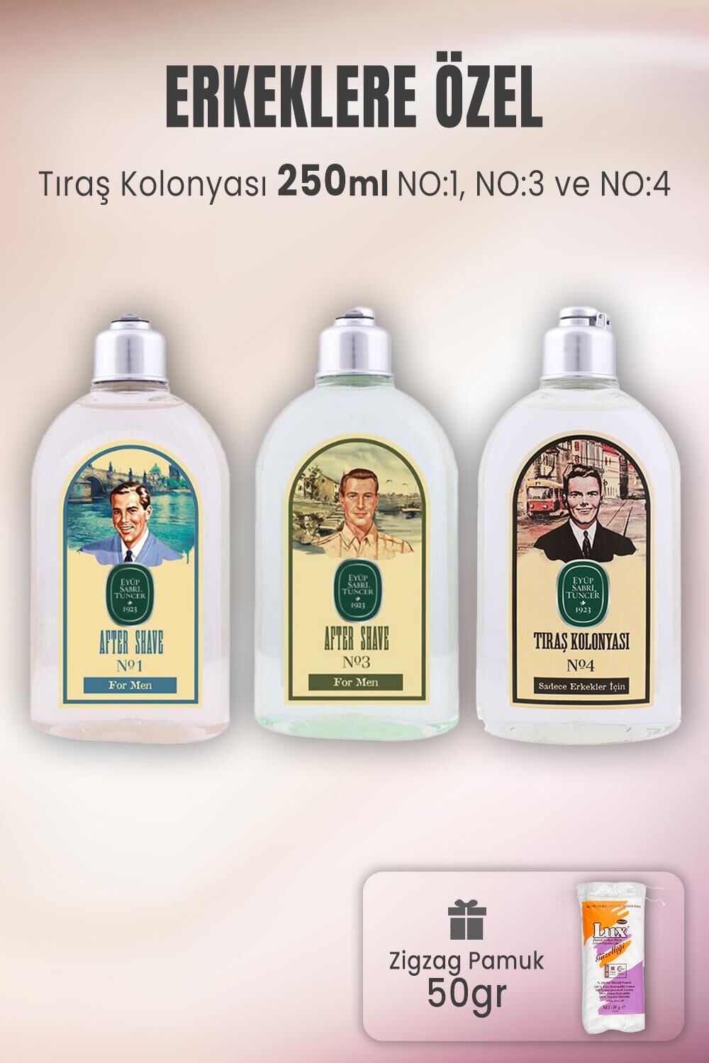 Eyüp Sabri Tuncer Tıraş Kolonyası Set 1-3-4 ve Zigzag Pamuk 50 gr