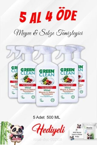 Gren Clean 5 Al 4 Öde Meyve Sebze Temizleyici 500 ML ve Rosie Pamuk