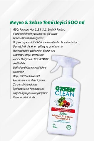 Gren Clean 5 Al 4 Öde Meyve Sebze Temizleyici 500 ML ve Rosie Pamuk