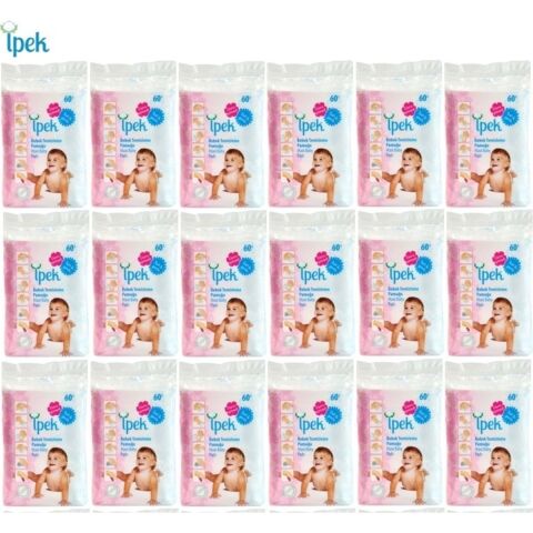 İpek Bebek Temizleme Pamuğu 1080 Adet (18 Paket x 60 Adet)