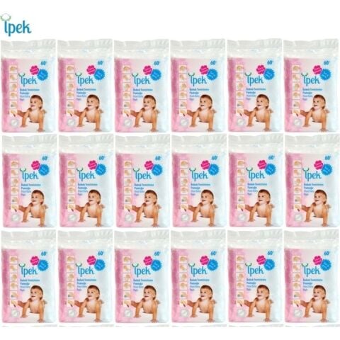 İpek Bebek Temizleme Pamuğu 1080 Adet (18 Paket x 60 Adet)