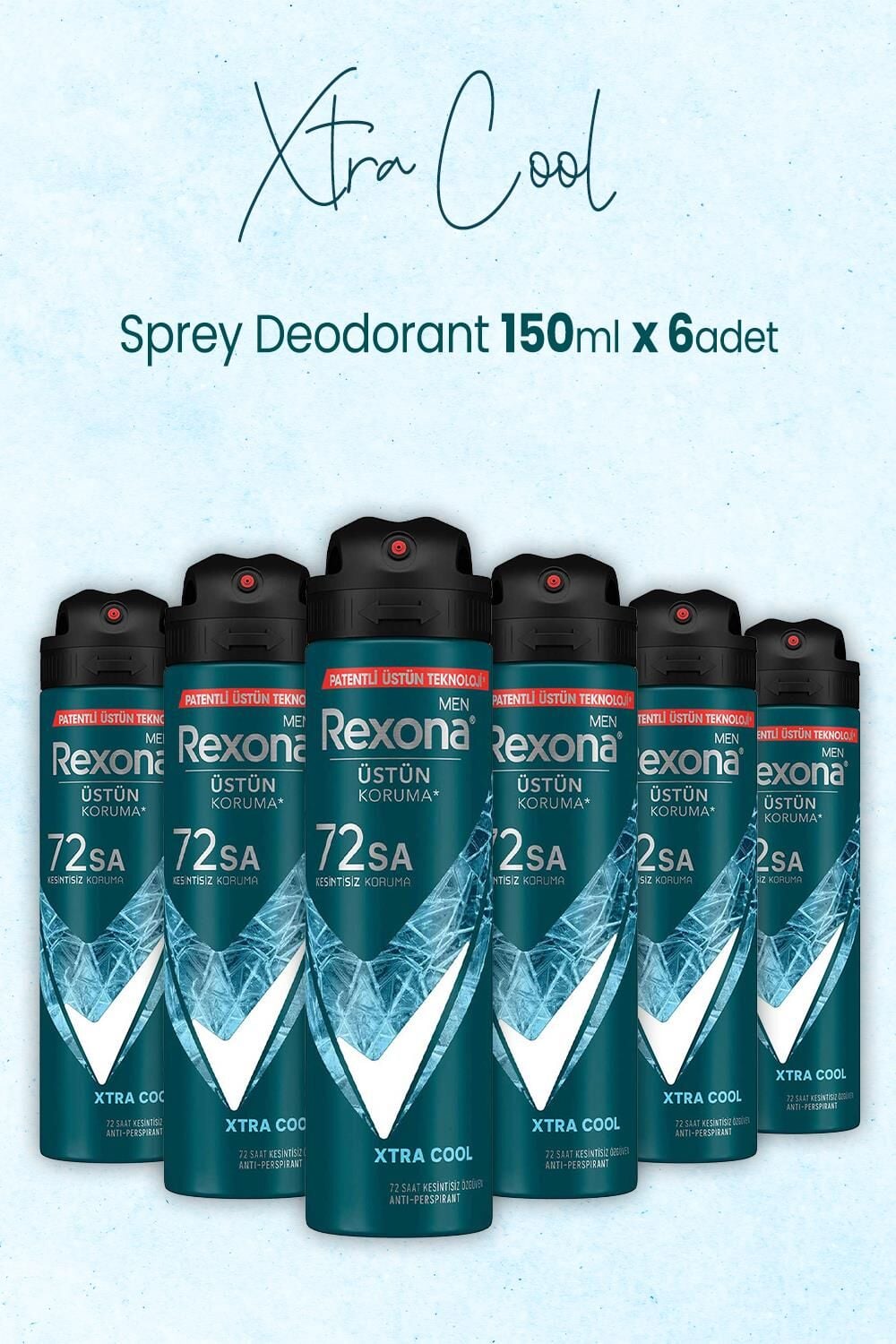 Rexona Men Sprey Deodorant Xtra Cool 150 ml x 6 Adet