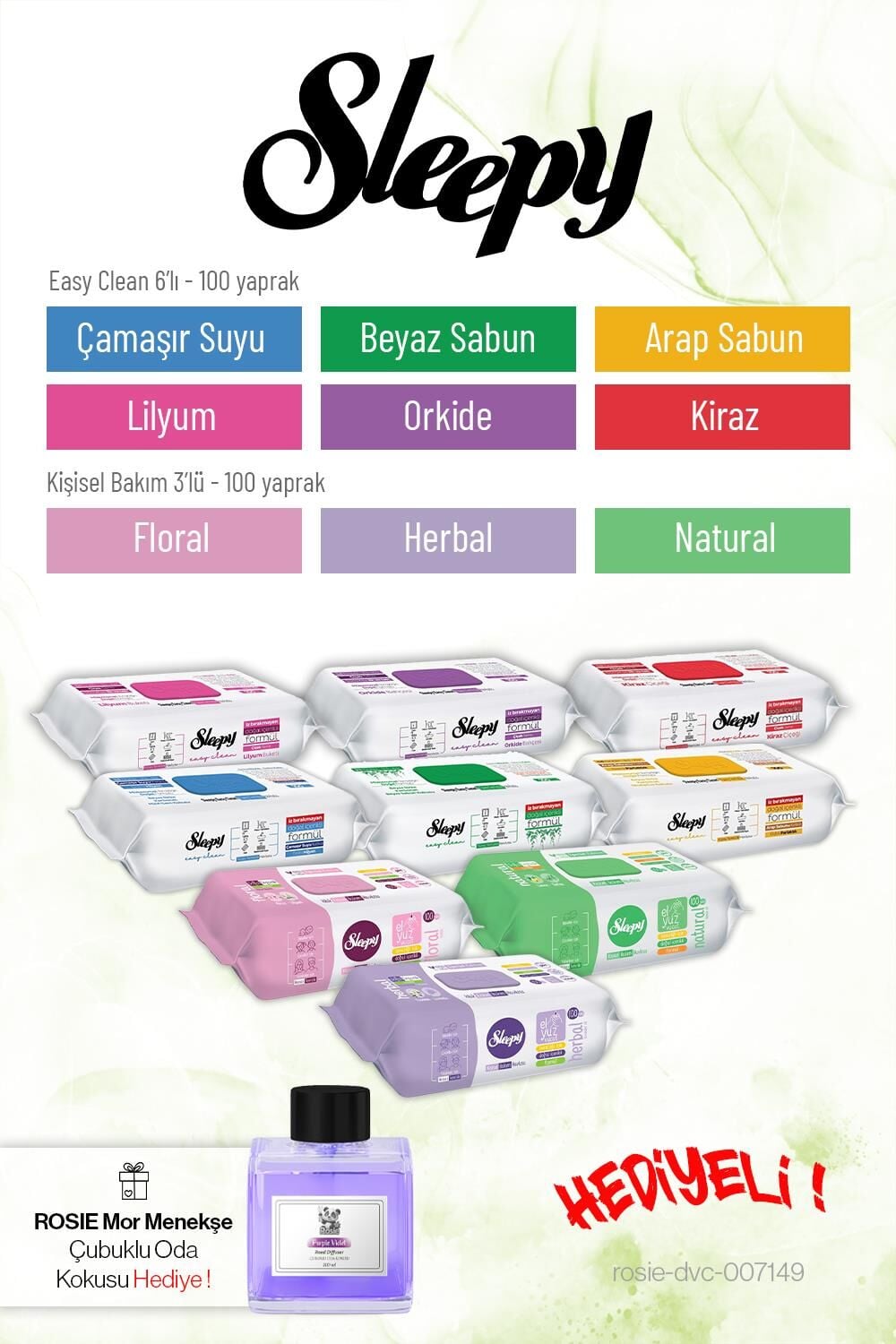Sleepy 100'lü 9 Paket Karma Tanışma Paketi, Rosie Koku Hediye