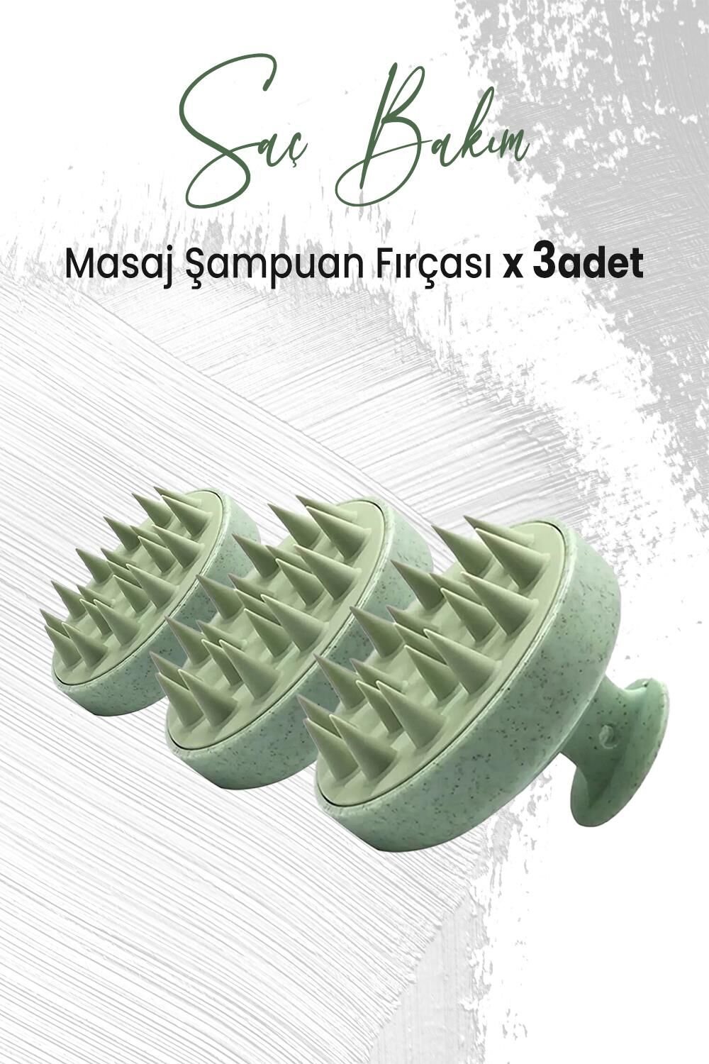 Düvenci Toptan Yumuşak Silikonlu Masaj Şampuan Fırçası Yeşil x 3 Adet