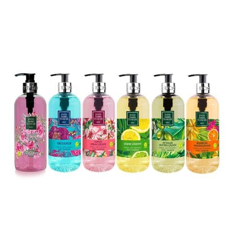 Eyüp Sabri Tuncer Sıvı Sabun Seti Ayvalık Zeytin Çiçeği, Çeşme Limonu, Japon Kiraz Çiçeği, Okyanus, Bodrum Mandalinası, Isparta Gülü 500 ML