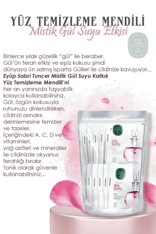 Mistik Gül Suyu 30'lu Yüz Temizleme Mendili ve Pamuk Hediyeli