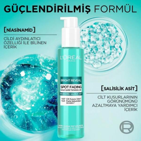 3 Adet Loreal Paris Bright Reveal Cilt Kusuru Karşıtı Yüz Temizleme Jeli 150 ml ve ROSIE