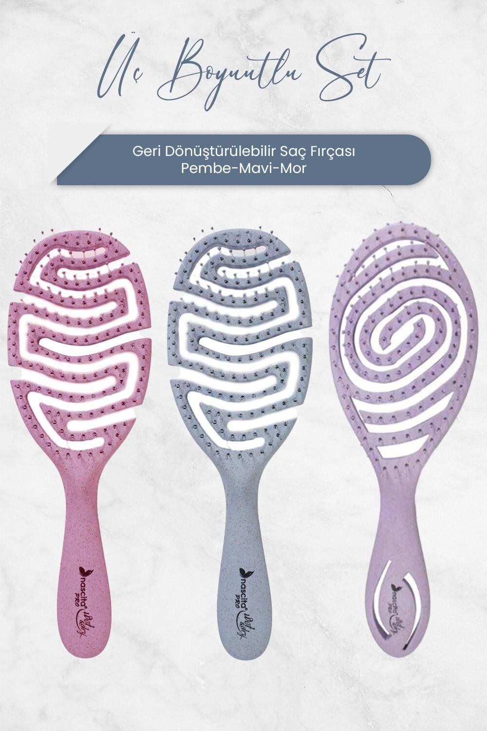 Nascita Üç Boyutlu Geri Dönüştürülebilir Saç Fırçası Seti