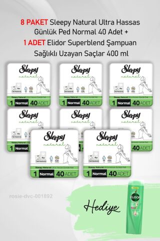 Sleepy Natural Günlük Ped Normal 40 Adet X 8 ve Hediye Elidor 400 ml