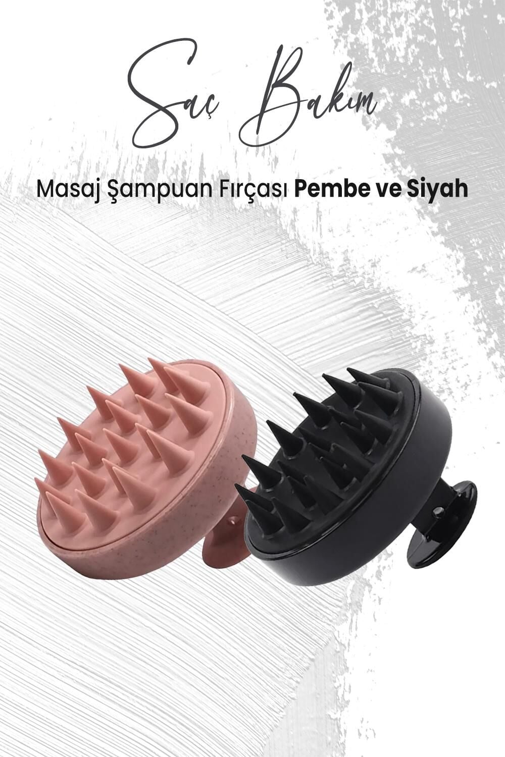 Düvenci Toptan Yumuşak Silikonlu Masaj Şampuan Fırçası Pembe ve Siyah