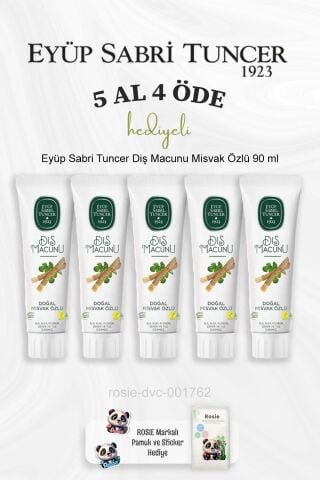 Eyüp Sabri Tuncer Diş Macunu Misvak Özlü 90 ml 5 Al 4 Öde ve Rosie Pamuk