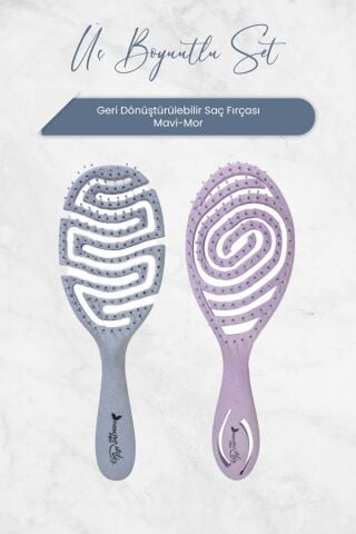 Nascita Üç Boyutlu Geri Dönüştürülebilir Saç Fırçası Mavi ve Mor
