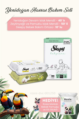 Sleepy 3'lü  Yenidoğan Hassas Bakım Seti ve ROSIE