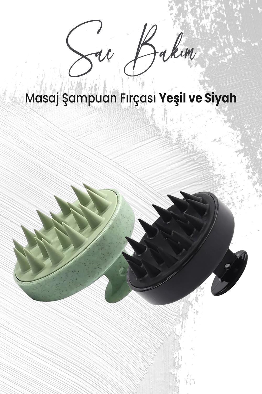 Düvenci Toptan Yumuşak Silikonlu Masaj Şampuan Fırçası Siyah ve Yeşil