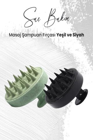 Düvenci Toptan Yumuşak Silikonlu Masaj Şampuan Fırçası Siyah ve Yeşil