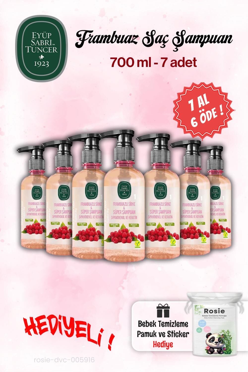Eyüp Sabri Tuncer 7 AL 6 ÖDE Sirke Şampuan Frambuaz 100 ml ve Rosie