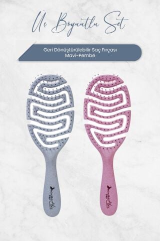 Nascita Üç Boyutlu Geri Dönüştürülebilir Saç Fırçası Pembe ve Mavi
