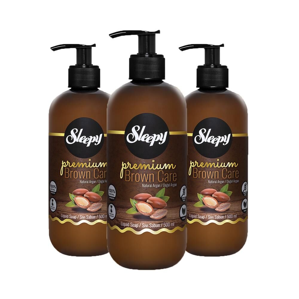 Sleepy Premium Brown Care Sıvı Sabun Argan 500 ml x 3