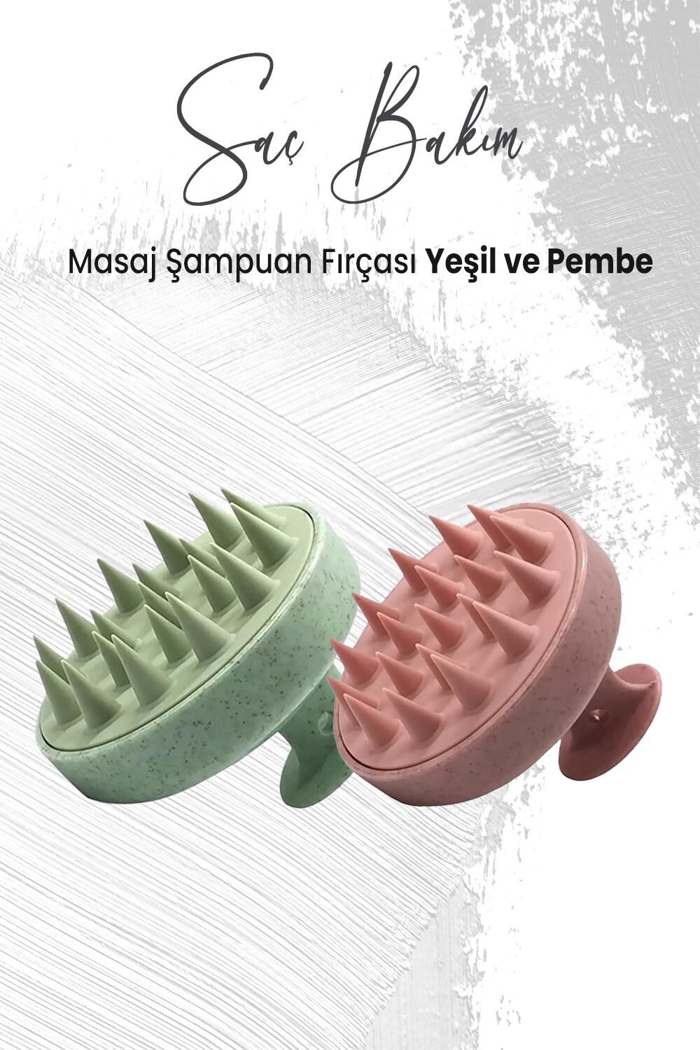 Düvenci Toptan Yumuşak Silikonlu Masaj Şampuan Fırçası Pembe ve Yeşil