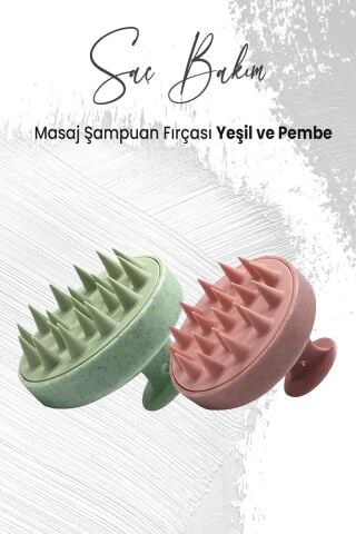 Düvenci Toptan Yumuşak Silikonlu Masaj Şampuan Fırçası Pembe ve Yeşil