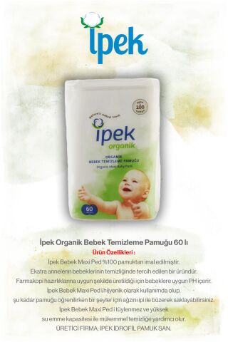 İpek Organik 60'lı x 4 Bebek Temizleme Pamuğu ve Rosie Pamuk hediye
