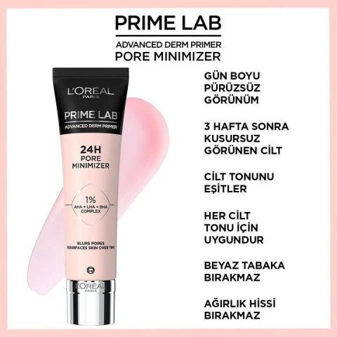 3 Adet Loreal Paris Prime Lab 24H Gözenek Küçültücü Makyaj Bazı ve ROSIE