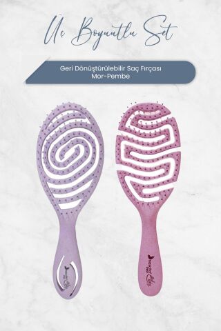Nascita Üç Boyutlu Geri Dönüştürülebilir Saç Fırçası Mor ve Pembe