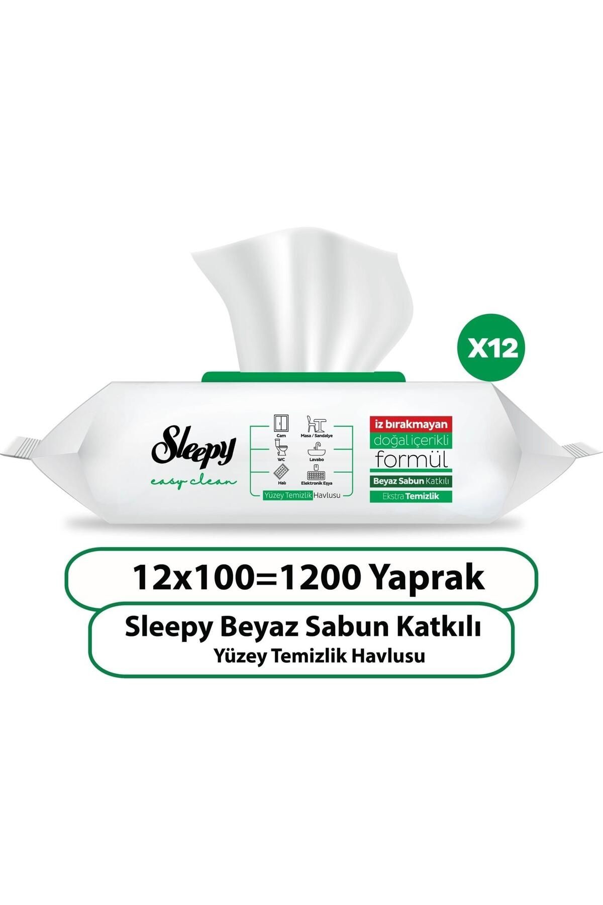 Sleepy Easy Clean Beyaz Sabun Katkılı Yüzey Temizlik Havlusu 100 X 12 Adet