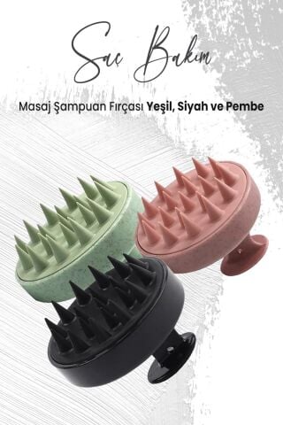 Düvenci Toptan Yumuşak Silikonlu Masaj Şampuan Fırçası 3'lü Set