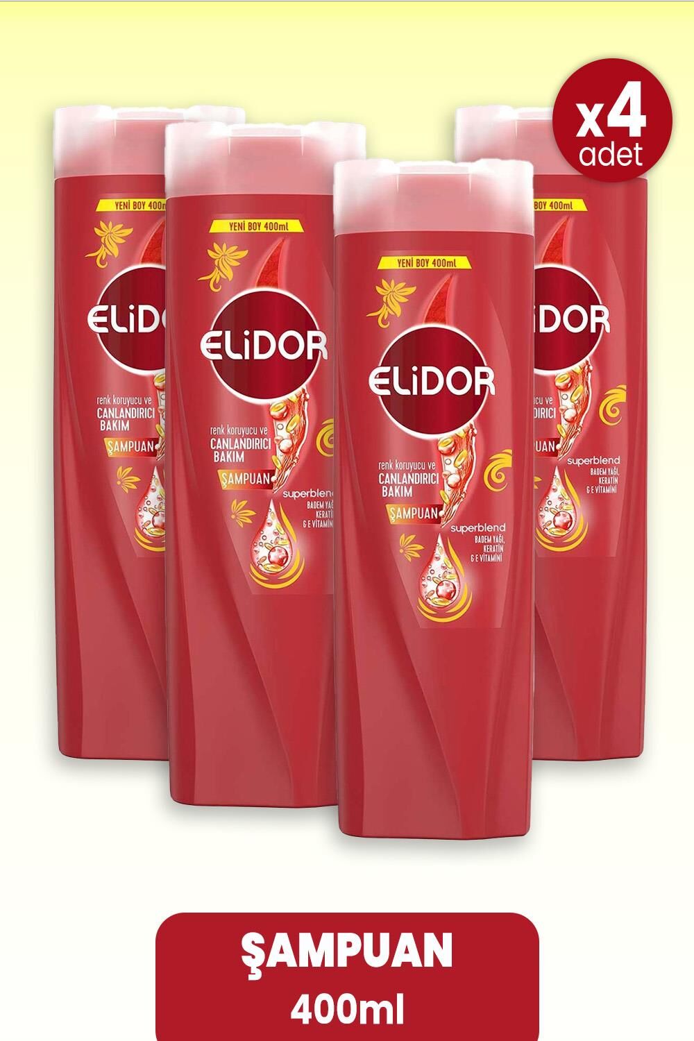 Elidor Superblend Şampuan Renk Koruyucu ve Canlandırıcı Bakım 400 ml x 4 Adet