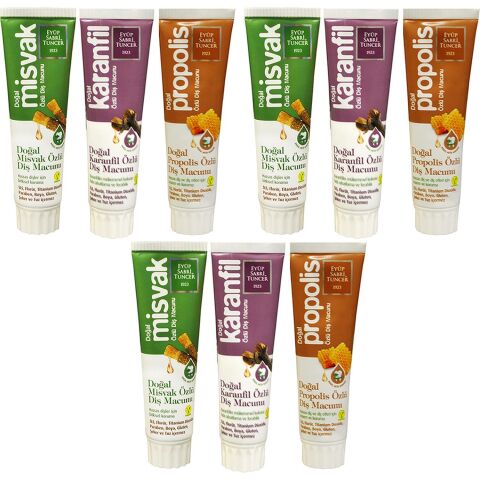 Eyüp Sabri Tuncer Doğal Propolis x 3, Karanfil x 3 ve Misvak x 3 Özlü Diş Macunu 75 ml