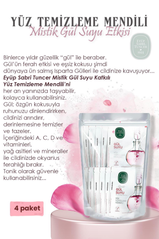 Mistik Gül Suyu 120'li Yüz Temizleme Mendili ve Pamuk Hediyeli