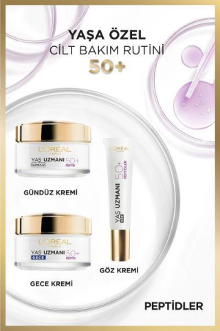 3 Adet Loreal Paris Kırışıklık Karşıtı Gündüz Kremi 50+ Peptidler 50 ml ve ROSIE