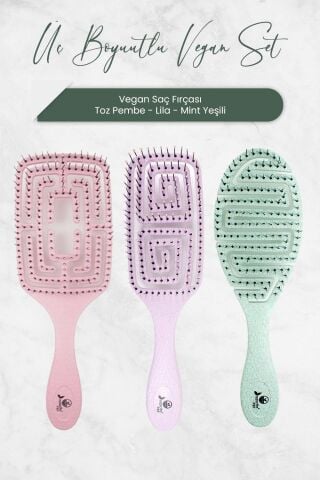 Nascita Üç Boyutlu Vegan Saç Fırçası 3'lü Set
