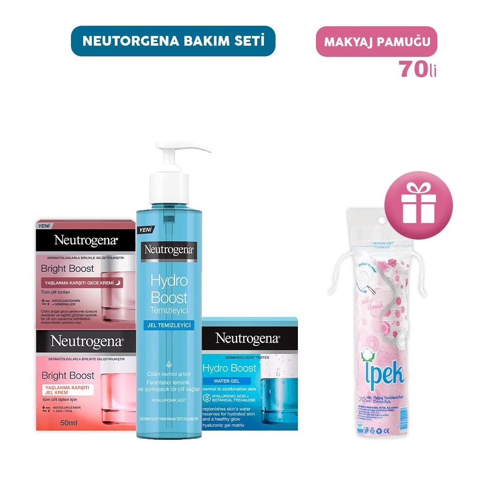 Neutrogena Bakım Seti 3, Makyaj Pamuğu Hediyeli