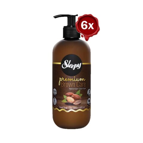 Sleepy Premium Brown Care Sıvı Sabun Argan 500 ml x 6