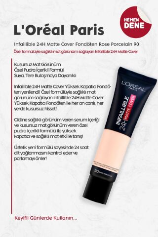 Loreal Paris Infaillible 24H Matte Cover Fondöten Rose Porcelain 90