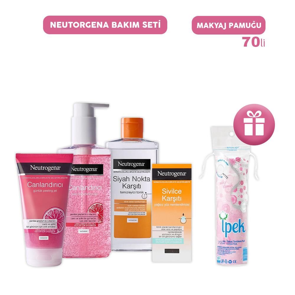 Neutrogena Bakım Seti 4, Makyaj Pamuğu Hediyeli