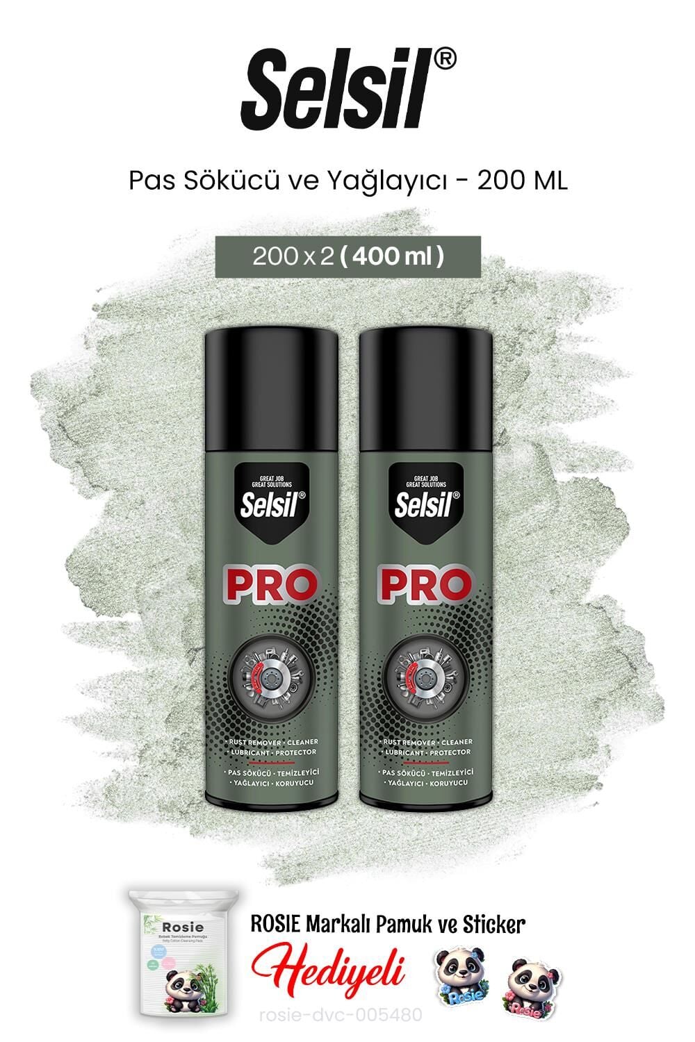 Selsil Pas Sökücü ve Yağlayıcı 200 ML 2 adet ve rosie pamuk