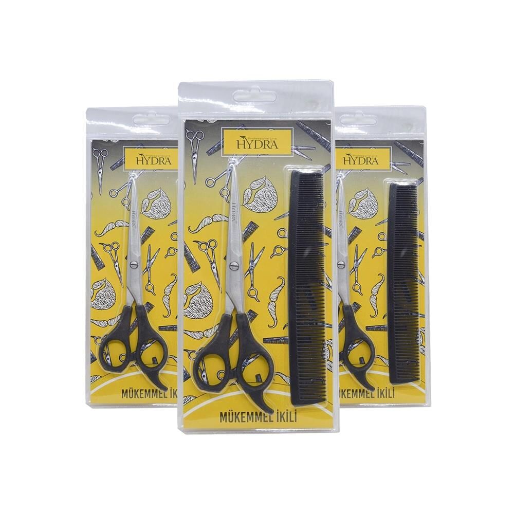 Tarko Hydra Mükemmel Ikili Profesyonel Berber Makası+Tarak Set x 3