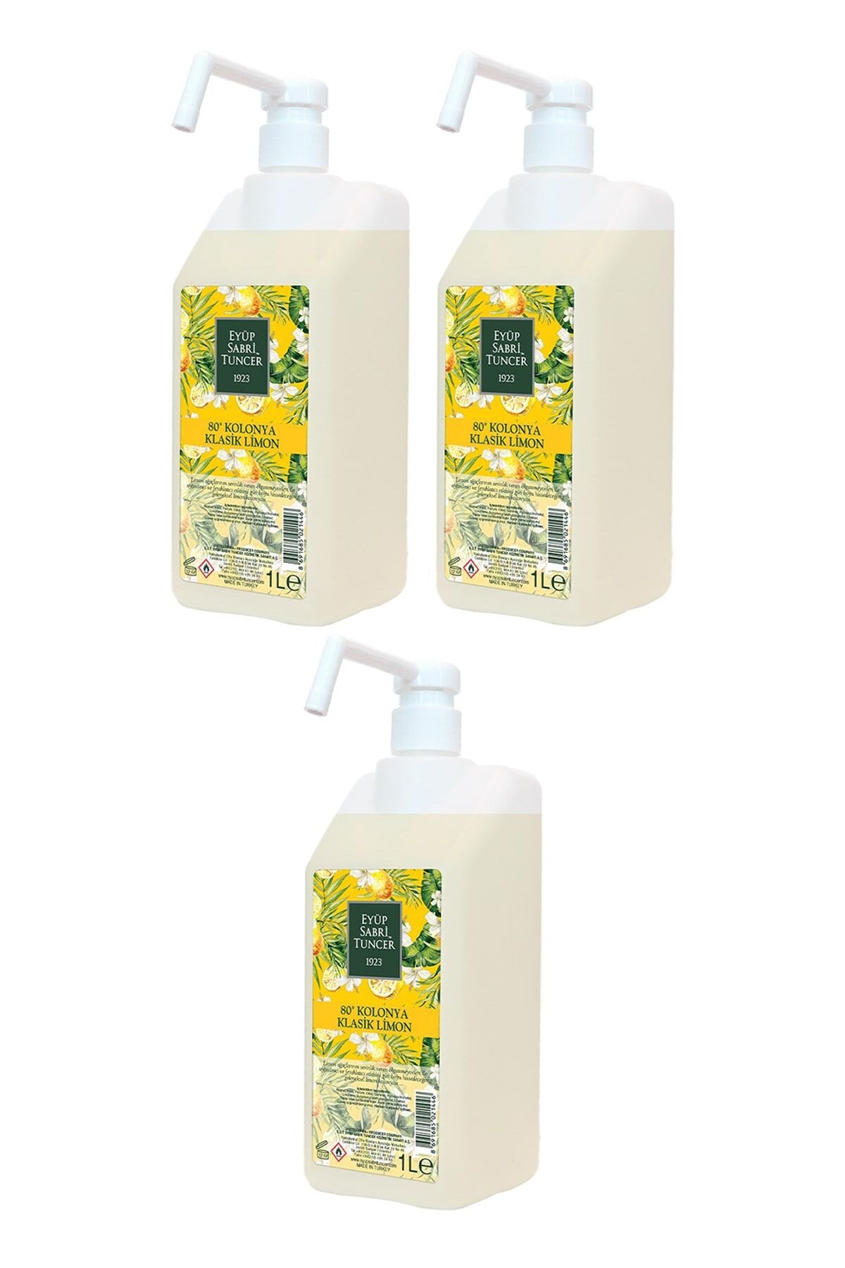 Eyüp Sabri Tuncer Klasik Limon Kolonyası 1 lt - Sprey Başlıklı x 3