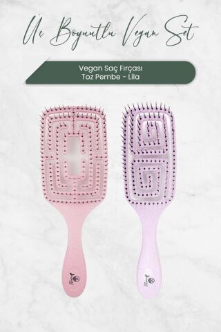 Nascita Üç Boyutlu Vegan Saç Fırçası Lila ve Toz Pembe