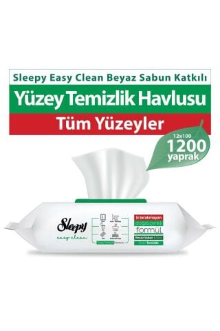 Sleepy Easy Clean Yüzey Temizlik Havlusu 100 Yaprak X 12 Adet