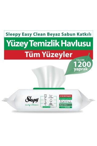Sleepy Easy Clean Yüzey Temizlik Havlusu 100 Yaprak X 12 Adet
